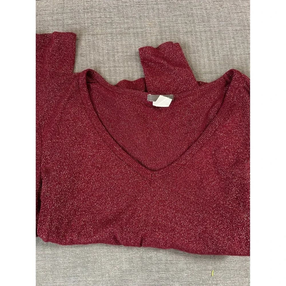 J. Crew Red Gold Metallic Sparkle Sweater‎  XS Holiday Glam Party